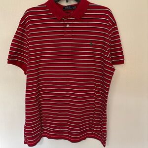 Ralph Lauren Red Striped Polo with Green Pony